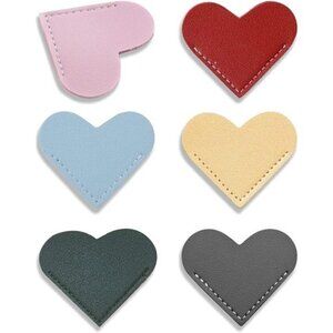 Leather Bookmarks for Women with Heart Shape, Cute Corner Book Reading 6-Pack
